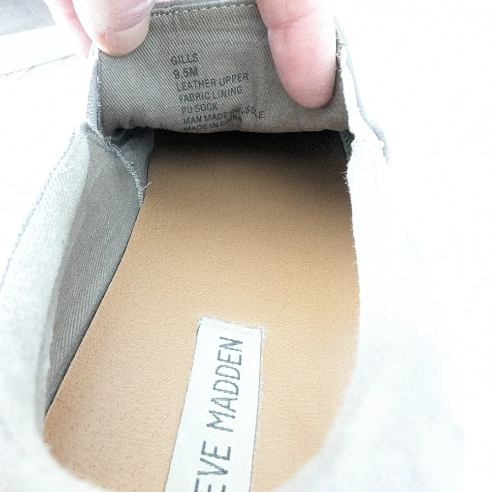 Steve Madden Gills Leather Slip-on Sneakers 9.5 Gray Casual Loafer Style Sneaker